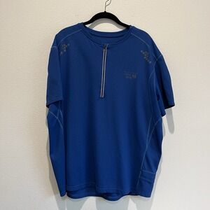 Biking Running Mens TShirt Mountain Hardwear Blue 1/4 Zip Pullover Reflective